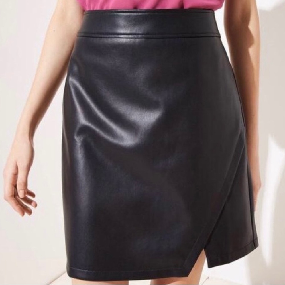ANN TAYLOR LOFT BLACK NWT FAUX WRAP STRAIGHT PENCIL SKIRT SIZE 4